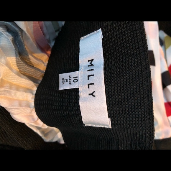 MILLY Pleated Striped Midi Skirt - Picture 3 of 5